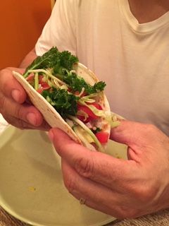 Fish taco and kale cole slaw